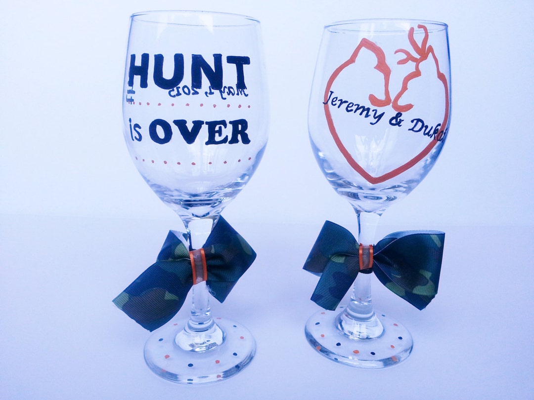 Hunting Wine Glasses Camo Wedding Gift Hand Painted Camo Etsy