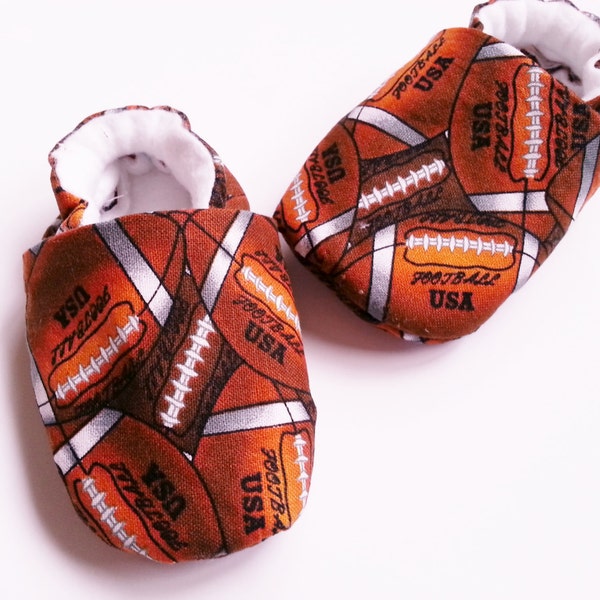 Baby Boy Football Shoes, Baby Boy Soft Sole Booties, Brown and White Football Clothing, Baby Sport Shoes, Baby Shower Gift, Newborn Boy Gift