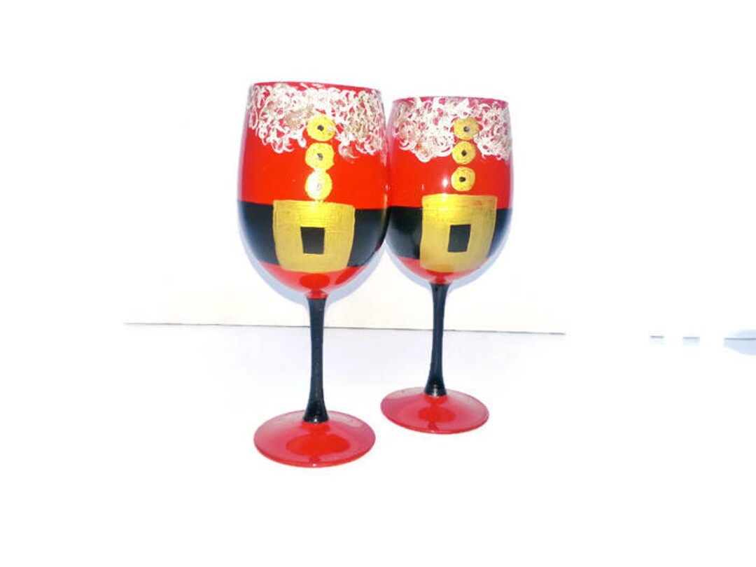 Santa Wine Glass Mr. & Mrs. Santa Wine Glass Christmas Gift Etsy