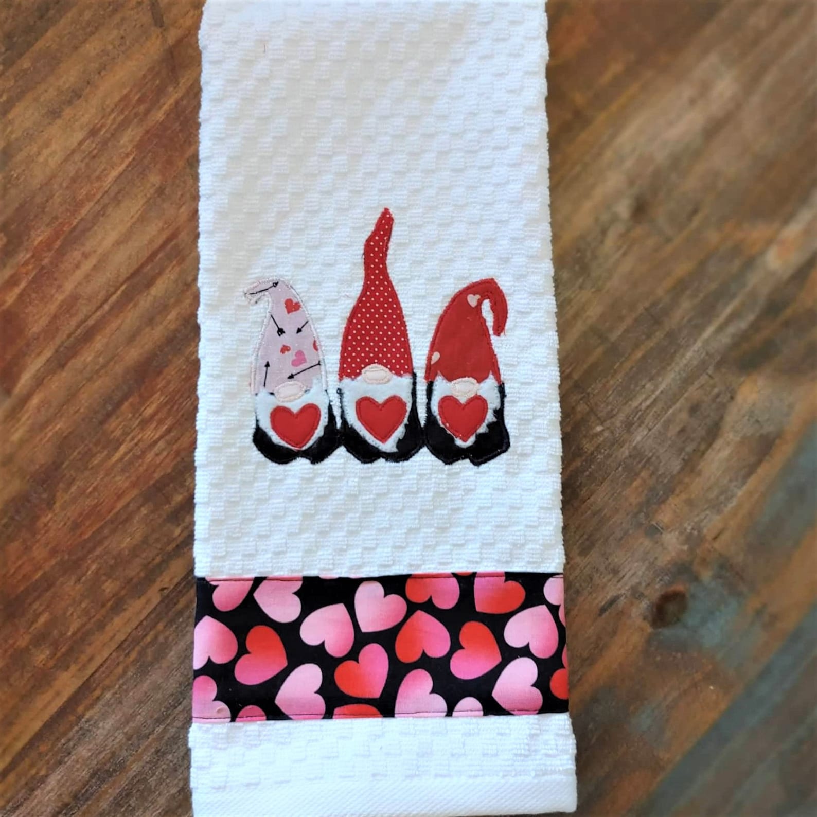 Valentine Heart Kitchen Towel Gnome Tea Towel Personalized | Etsy