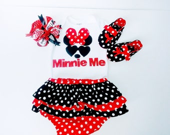 Minnie Mouse Birthday Outfit: Appliqued Infant Girl Clothes