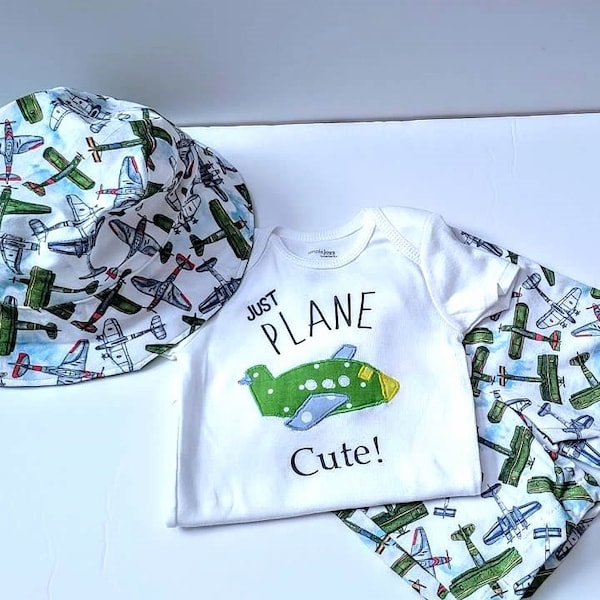 Airplane Outfit, Just Plane Cute Baby Boy Clothes, Airplane Travel Gift, Pilot Baby Shower, Daddy's Copilot, Aviator Clothes