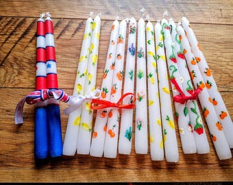 Hand Painted Taper Candles, Galentines Day, Fruit Table Decor