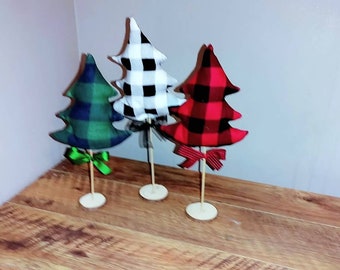 Buffalo Plaid Fabric Christmas Tree: Stuffed Holiday Farmhouse Decor