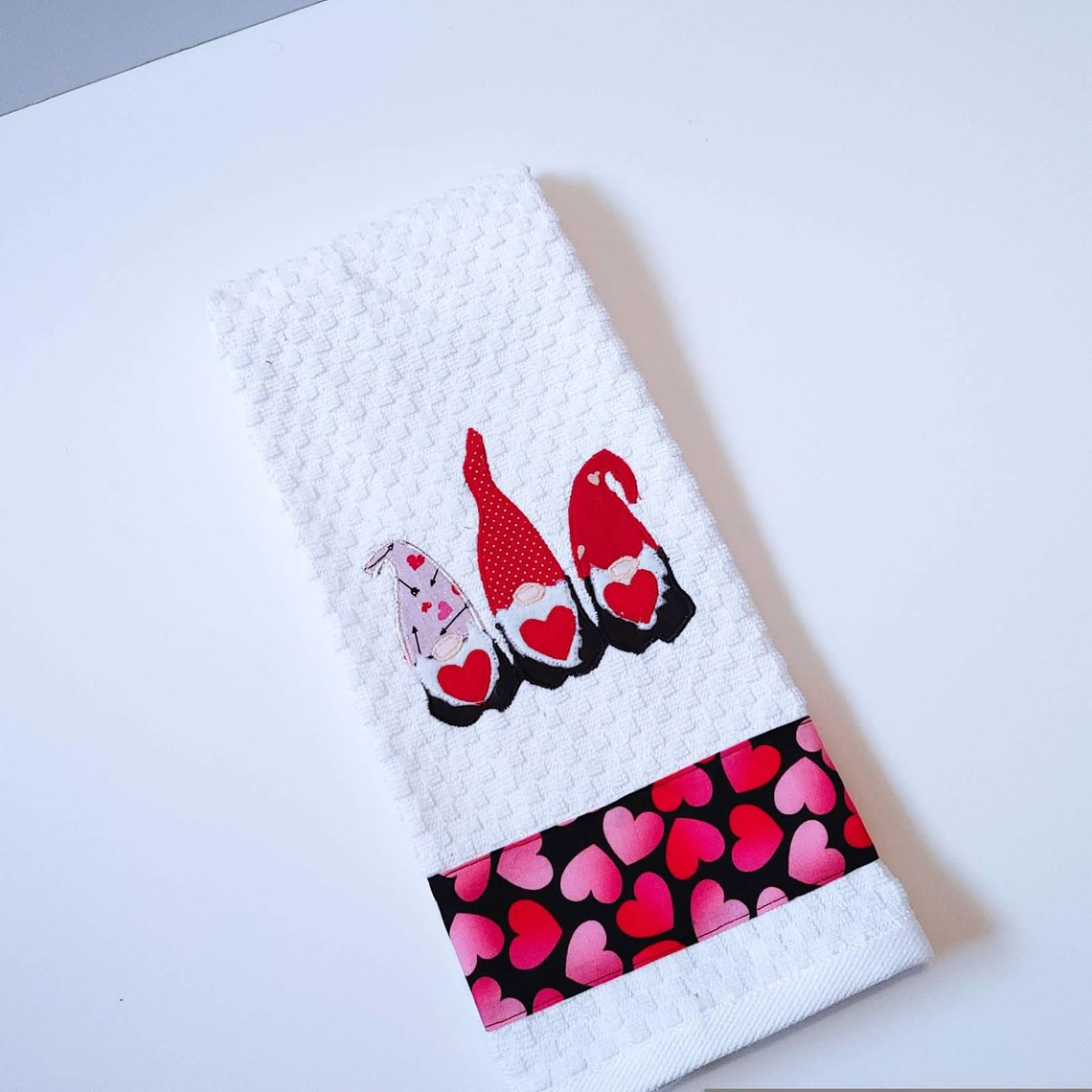 Valentine Heart Kitchen Towel Gnome Tea Towel Personalized | Etsy
