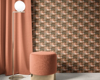 Mid Century Modern atomic wallpaper 1960s brown orange