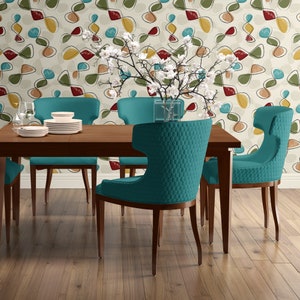 Mid Century Modern atomic wallpaper 1950s teal mustard green