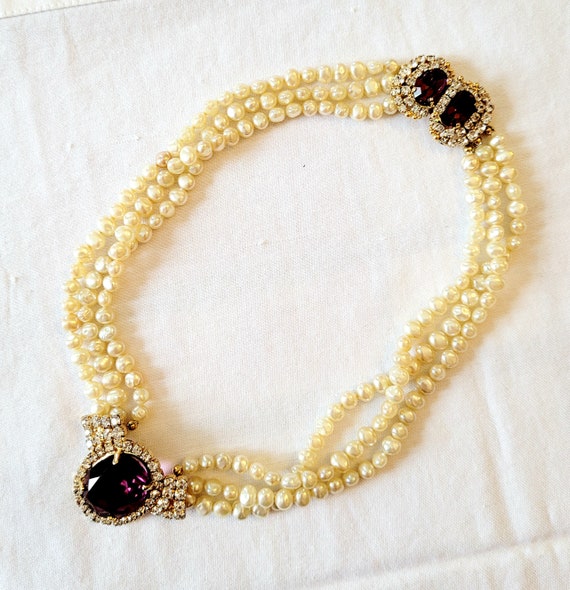 Vintage CHRISTIAN DIOR Germany 3-Strand Pearl Nec… - image 10