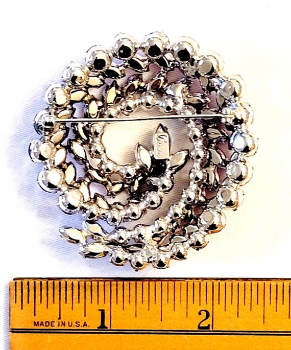 Signed SHERMAN Pink Fuchsia Raspberry Crystal Bro… - image 4