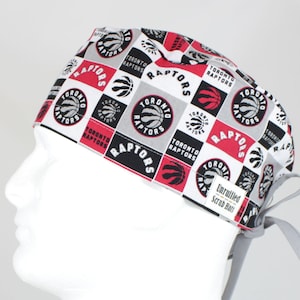 Surgical Regular Tie Back Scrub Hat for Men - Toronto Raptors Small Print
