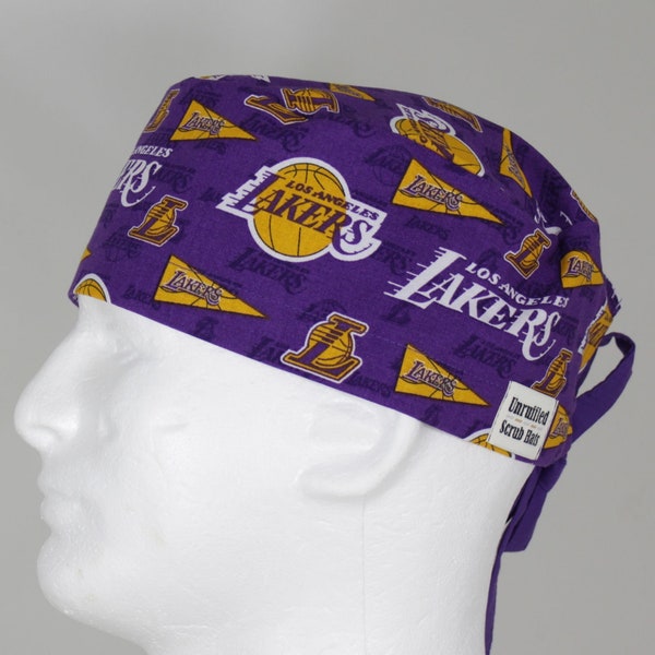 Surgical Regular Tie Back Scrub Hat for Men - Los Angeles Lakers