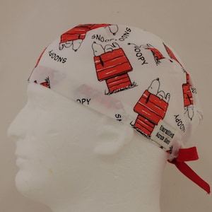 Surgical Regular Tie Back Scrub Hat for Men - Snoopy Sleepy House