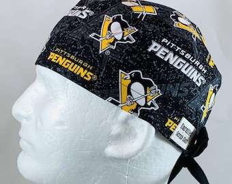 Surgical Regular Tie Back Scrub Hat for Men - Pittsburgh Penguins