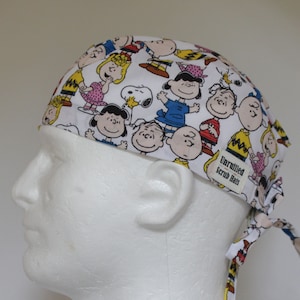 Surgical Regular Tie Back Scrub Hat for Men - Peanuts Packed Characters