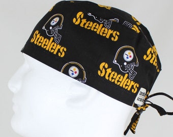 Surgical Regular Tie Back Scrub Hat for Men - Pittsburg Steelers