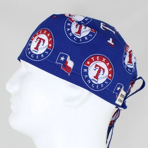 Surgical Regular Tie Back Scrub Hat for Men - Texas Rangers