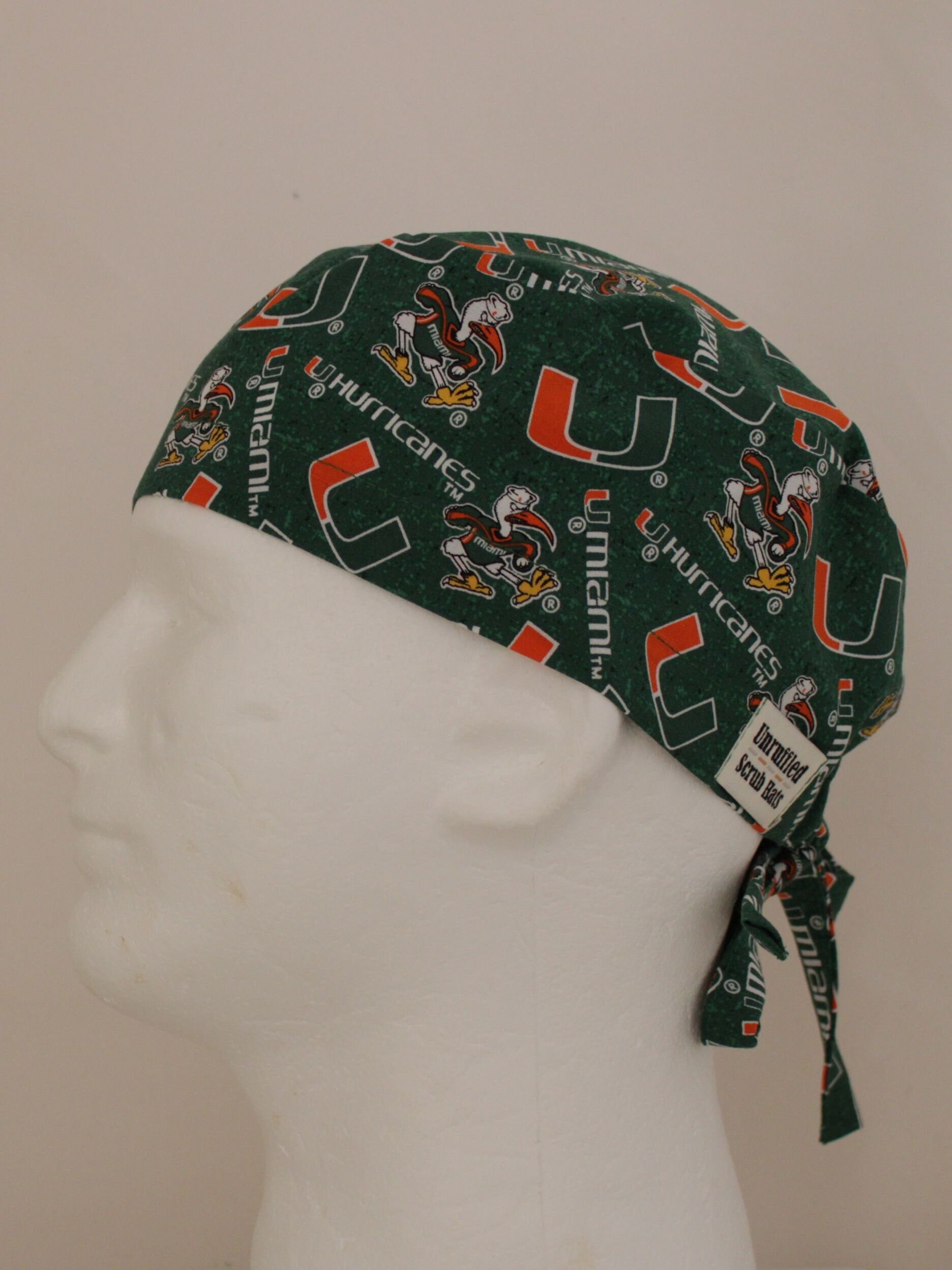 Ponytail University Of Miami Scrub Cap Surgical Regular Tie Back