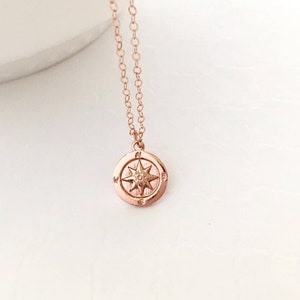 Rose Gold Compass Necklace, Gold Compass Necklace, Sterling Silver Compass Necklace, Enjoy the journey, Graduation Gift, Moving, New Town