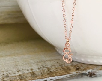 Kitten Necklace, Rose Gold Cat Necklace, Gold Kitten Necklace, Sterling Silver Cat Necklace, Kitty Necklace, Little Girl Jewelry, Cat Lovers