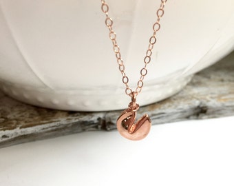 Fortune Cookie Necklace, Rose Gold Filled, Good Luck Charm