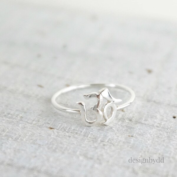 Sterling Silver Om Ring, Yoga, Stacking Ring, Birthday Gift, Everyday Ring, Gift For Her, Meditation, Serenity, Calm, Bohemian Jewelry