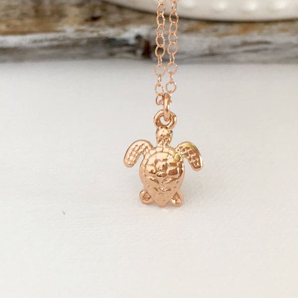 Hawaiian Sea Turtle Necklace, Honu Hawaiian Turtle Necklace, Rose Gold Turtle Necklace,  Silver Sea Turtle Necklace, Pink Turtle Necklace