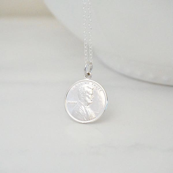 Penny Necklace, Pennies from heaven, Coin necklace, Gold Penny Necklace, Sterling Silver Penny, Lucky Penny, Penny from Heaven, Good Luck