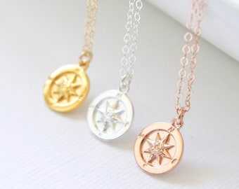 Graduation Gift, Enjoy the Journey, Compass Necklace, Rose Gold Compass Necklace, Gold Compass Necklace, Sterling Silver Compass Necklace