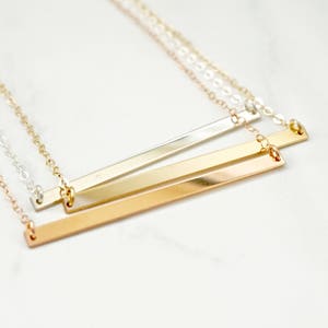 Bar Necklace, Sterling Silver Bar Necklace, Rose Gold Filled Bar Necklace, Layering Necklace, Everyday Necklace, Nameplate, Minimalist