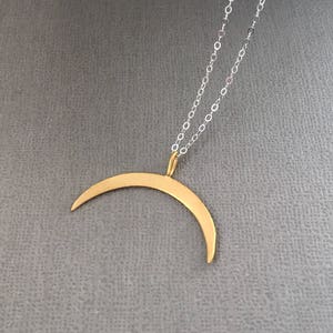 Gold Double Horn Pendant Necklace, Matte Gold Crescent Moon Necklace, Double Horn Necklace, Silver Double Horn Necklace, Rose Gold Horn