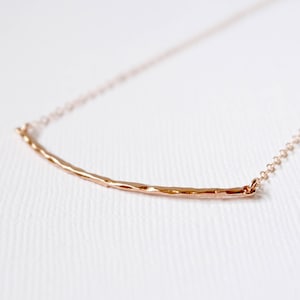 Curved Bar Necklace, Rose Gold Hammered Curved Bar Necklace, Sterling Silver Curved Bar Choker, Rose Gold Curved Bar Necklace, Modern Choker