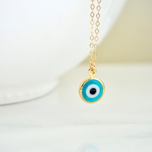 Blue Turquoise Evil Eye Necklace, Handmade Turkish Glass, 18kt gold filled, Hamsa, Gold filled Evil Eye, Bohemian, Protection, Handmade Eye