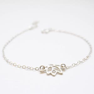 Sterling Silver Lotus Bracelet, Lotus Flower Bracelet, Sterling Silver Lotus Flower, Pink Lotus Flower, Wedding Jewelry, Destination Wedding