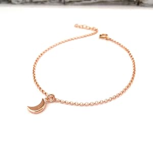 Rose Gold Moon Bracelet, Crescent Moon Bracelet, Gold Moon Bracelet, Sterling Silver Crescent Moon Bracelet, I love you to the Moon and Back