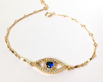 Evil Eye Bracelet, Gold Evil Eye Bracelet, Dainty Bracelet, Hamsa Bracelet, Gold Bracelet,Evil Eye Jewelry, Evil Eye Gold Bracelet