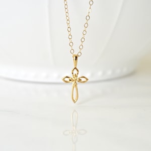 Gold Cross Necklace, Rose Gold Cross Necklace, Sterling Silver Cross Necklace, Dainty Cross Necklace, Confirmation, Baptism
