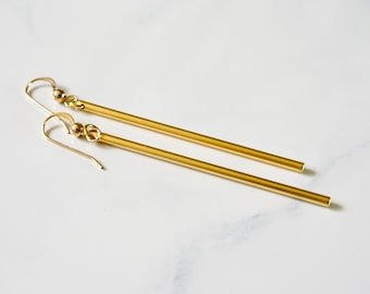 Gold Bar Tropfen Ohrringe, Stick Ohrringe, Boho Schmuck, lange Ohrringe, lange Gold Bar Ohrringe, Geschenk für sie, baumeln Ohrringe, im Trend