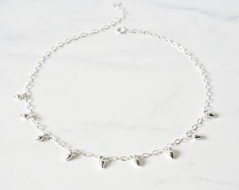 Spike Choker Necklace, Sterling Silver Spike Choker,  Spike Choker Necklace, Modern Choker, Everyday Jewelry, layering necklace