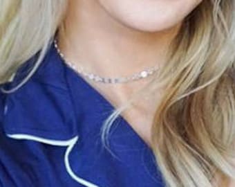 Gold Filled punktierter Choker, Münze Tattoo Choker, Boho Choker, Sterling Silber Choker, Roségold Münze Choker