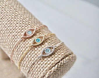 Blue Evil Eye Bracelet, Silver Evil Eye Bracelet, Gold Evil Eye Bracelet, Rose Gold Evil Eye Bracelet, Protection, Good Luck Bracelet,