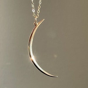 Skinny Crescent Gold Moon Necklace, Moon and Stars, Lunar, Celestial, Moon Phase, Half Moon Pendant, , gift for her, Layering, Birthday gift
