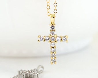 10PCS CZ Cross Pendant Gorgeous Charm Jewelry Men's & Women's Jewelry Necklace Findings Cubic zirconia Gold Color Pendant Key Charms