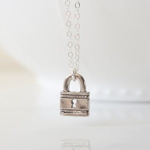 Sterling Silver Lock Necklace, Love Lock Necklace, 925 Sterling Silver Lock, Layering Necklace, Small Padlock Necklace, Anniversary,  Love