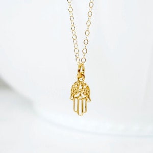 Gold Hamsa Necklace, Detailed Rose Gold Hamsa Necklace, Hand of Fatima, Boho, Hand, Protection, Layering Necklace, Evil Eye, Gift for Her
