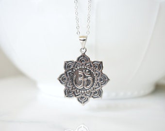 Sterling Silver Lotus Ohm Necklace, Ohm Necklace, Spiritual, Layering Necklace, Minimal, On Trend, Yoga, Spiritual, Gift for Her, Dainty