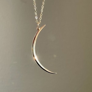 Skinny Gold Crescent Moon Necklace, Moon and Stars, Lunar, Celestial, Moon Phase, Half Moon Pendant, shiny gold, gift for her, On Trend