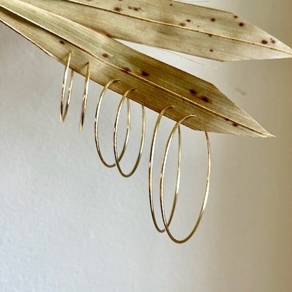 14K gold filled hoop earrings, Light weight hoops, Large hoop Earrings, Endless Hoops, Thin hoops, Minimalist, One pair of earrings