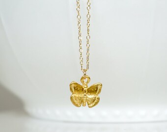 Butterfly Necklace, Vermeil Gold or 925 Sterling Silver Butterfly, Simple necklace, Dainty necklace, Gift for friend, Layering Necklace