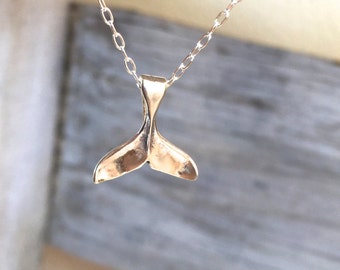 Whale Tail Necklace, Sterling Silver Whale Tail, Gold Whale Necklace, Rose Gold Whale Necklace, Beach Wedding, Graduation Gift, Love Whales