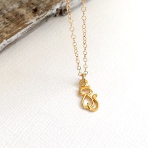 Gold Kätzchen Halskette, Rose Gold Katze Halskette, Rose Gold Kätzchen Halskette, Gold Katze Halskette, Kitty Halskette, kleines Mädchen Schmuck, Katzenliebhaber